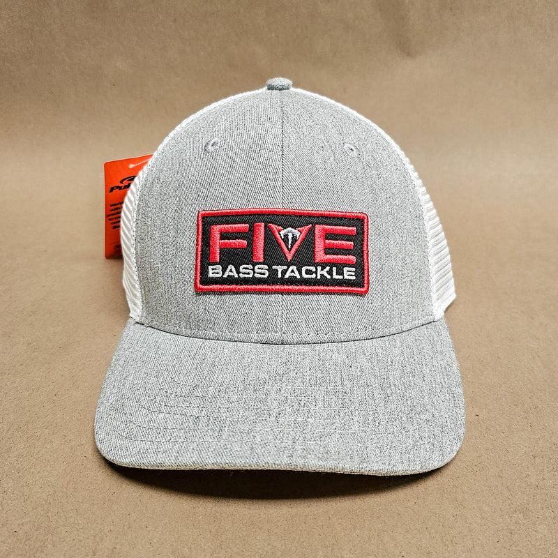 6 Panel FBT Logo Trucker Hat - Grey Heather/White